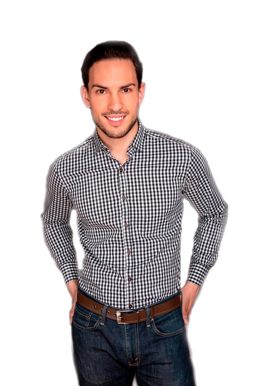 Sobrecamisa YELLOW SKIN 8216 blanca cuadros negros hombr